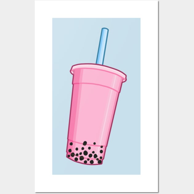 Strawberry Bubble Tea Wall Art by RedCoco-Studios